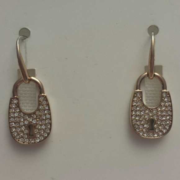 Michael Kors Jewelry - Michael Kors NWT Crystal Rose Gold Padlock Earring